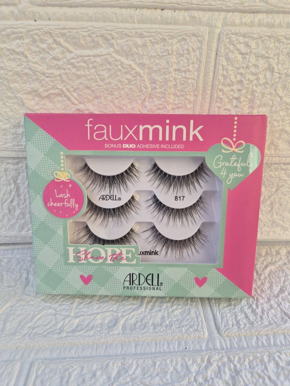 Ardell Faux Mink 3-Pair Lashes in Pink & Mint Packaging With Duo Glue